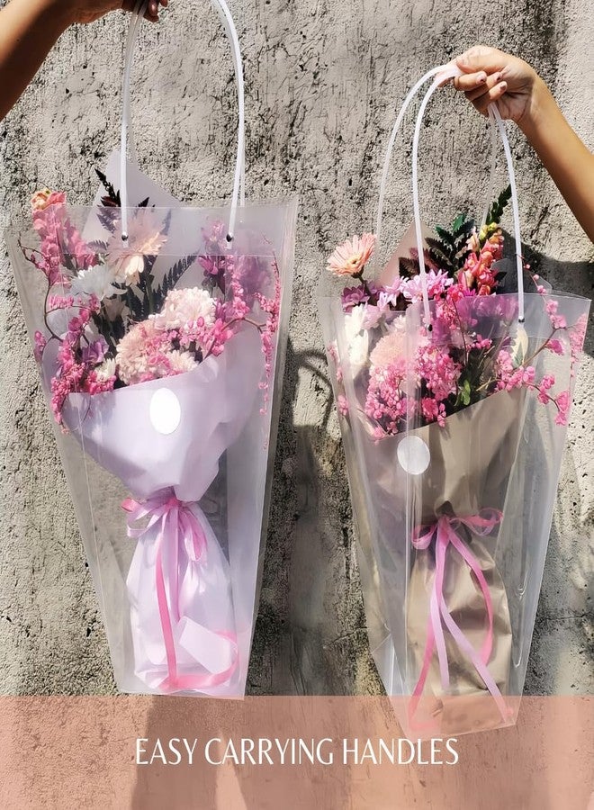 BBJ WRAPS Clear Flower Bouquet Bags With Handle Florist Shop Packaging Supplies, 5 Pcs (5.1 * 10.4 * 13.8 inch) - Image 3